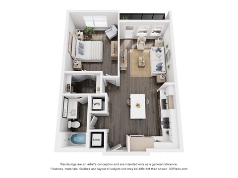 a 3 bedroom floor plan with a bedroom and a living room